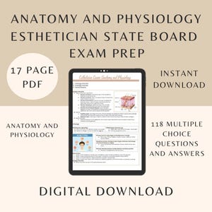 Esthetician State Board Exam Prep: Anatomy & Physiology Study Guide (Digital Download)