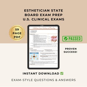 Esthetician State Board Practice Test & Study Guide | 300+ Exam Questions with Answer Key | Esthetician Exam Prep PDF Clinical Board Review