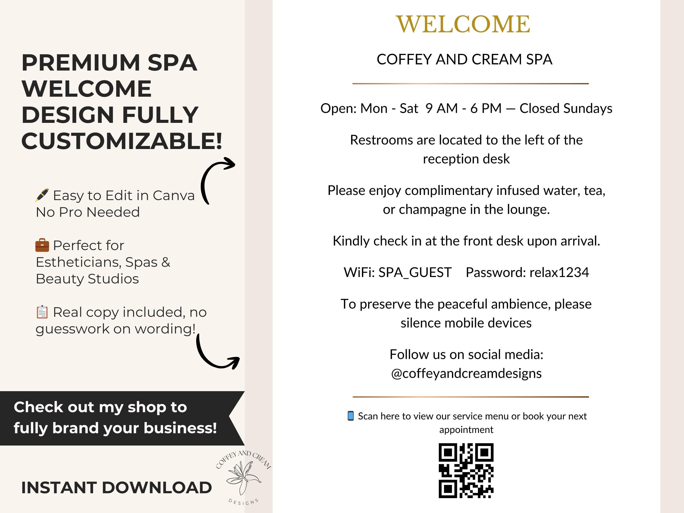 Spa Welcome Sign Template: Modern Esthetician Front Desk Decor (canva ...