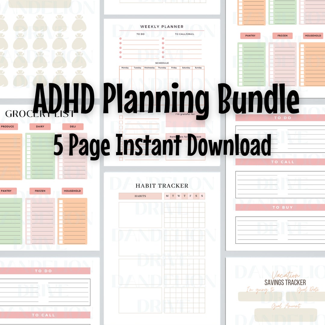 ADHD Planners ADHD Planning Bundle ADHD Productivity Bundle Etsy