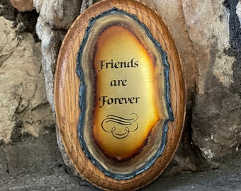 Vintage Friends Are Forever wall hanging, Metal and Wood Wall Plaque