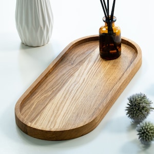 Groot ovaal - houten dienblad - Decoratie - natuurlijk decor - Housewarmingcadeau - Huishoudelijke producten - Kleurrijke opberger