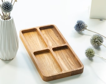 Oak Wooden Catch All Tray: Desk Organizer for Keys, Jewelry