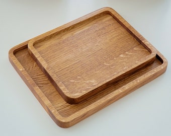 Oak wood Tray, 18 x 22cm Wooden desk tray for jewelry, keys, watch, glasses, pens. modern design Gift office desk accessories