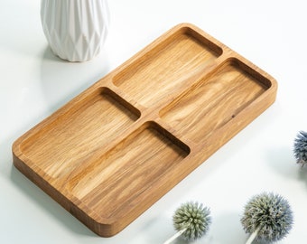 Wooden Pen Shelf - Pen Organizer for Home Office, Sustainable Gift, Solid Wood Oak jewelry Tray, Watch Tray, Valet Tray,