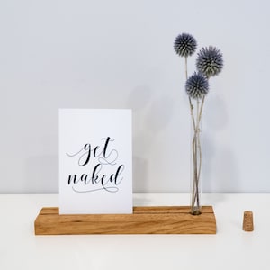 Card stand made of solid oak wood with test tube Wood Table Stands,Name Place Card Stand, Table Number Holders