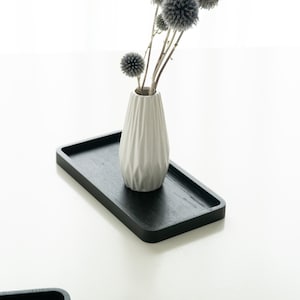 Bandeja de roble negro hecha a mano: moderna bandeja de valet (18 x 8,9 cm)