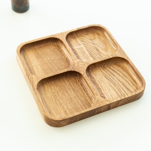 Bandeja para servir aperitivos de madera dura, bandeja cuadrada de madera, organizador catchall, accesorios de escritorio de oficina de regalo
