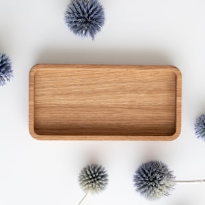 Oak wood Tray, 9 x 18 cm. Wooden desk tray for jewelry, keys, watch, glasses, pens. modern design Gift office desk accessories