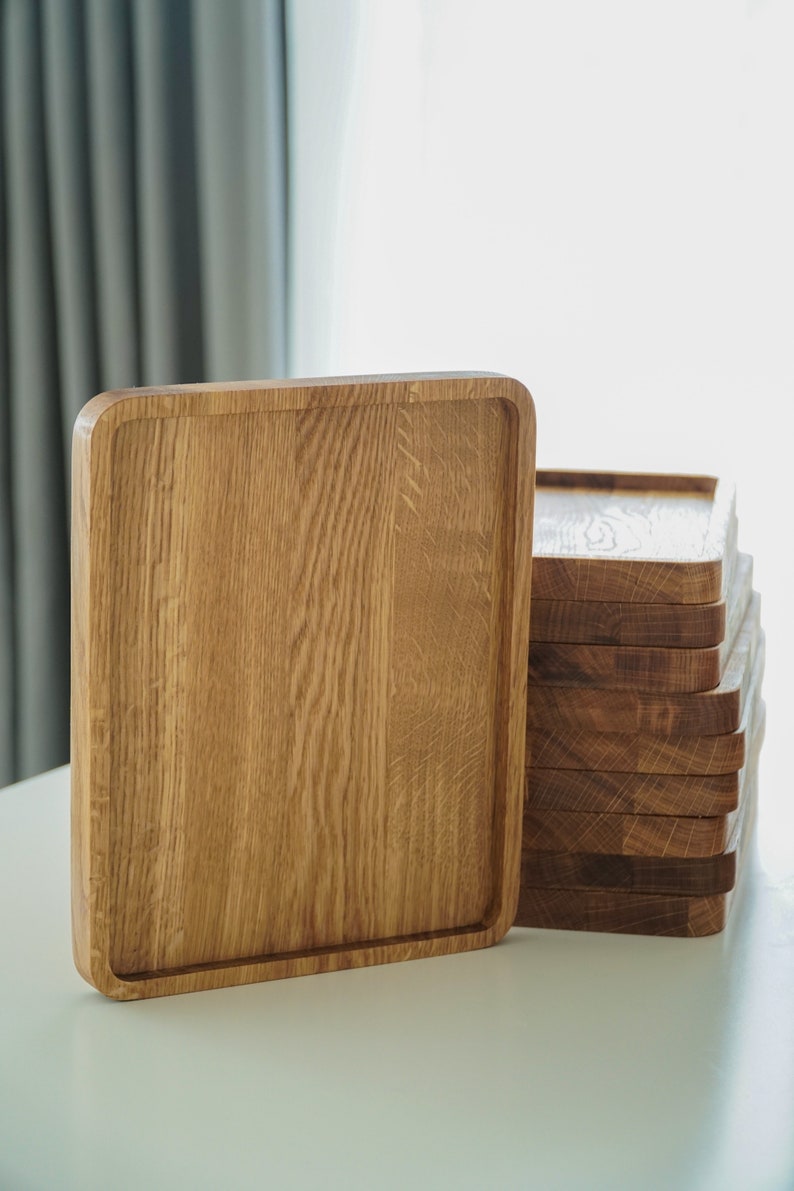 Oak Wood Tray, 18 X 22cm Wooden Desk Tray for Jewelry, Keys, Watch