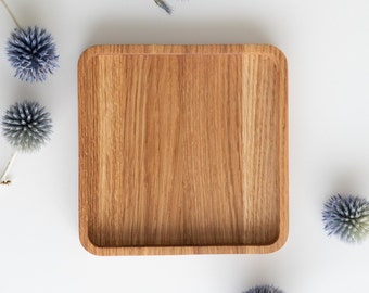 Oak Serving Tray | Realtor Closing Gift | Decorative Wood Tray | Housewarming Gift | Square Charcuterie Board | Wooden Cheese Plate