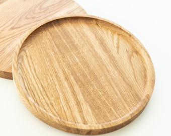 Oak wood serving Tray with rounded inside, Wooden Plate, Serving Board Hand made  Workspace Accessories | Refined |