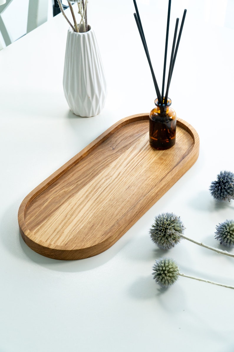 Big Oval wooden Tray Decoration natural Decor Housewarming Gift Home Products Colorful Organizer image 4