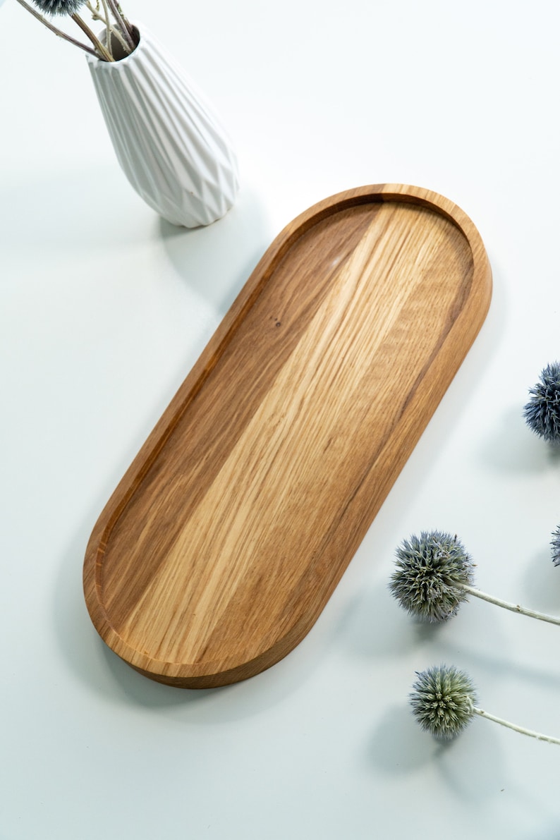 Big Oval wooden Tray Decoration natural Decor Housewarming Gift Home Products Colorful Organizer image 3