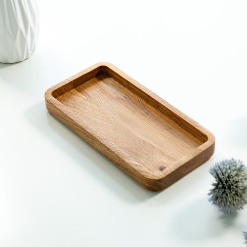 Oak Wood Tray 9 X 18 Cm. Wooden Desk Tray for Jewelry Keys Etsy