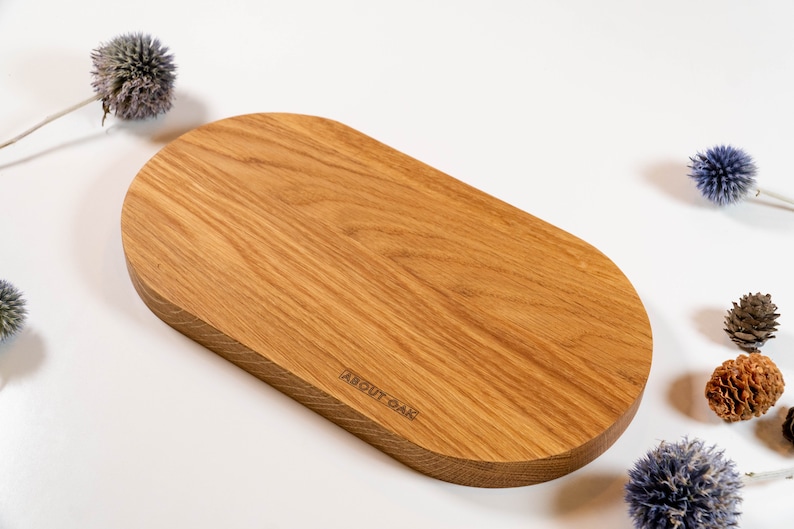 Oval Oak wood serving Tray Board Plate Natural 13.5 x 22 cm jewelry and coffee tray with modern design valet tray organizer wood coaster image 8