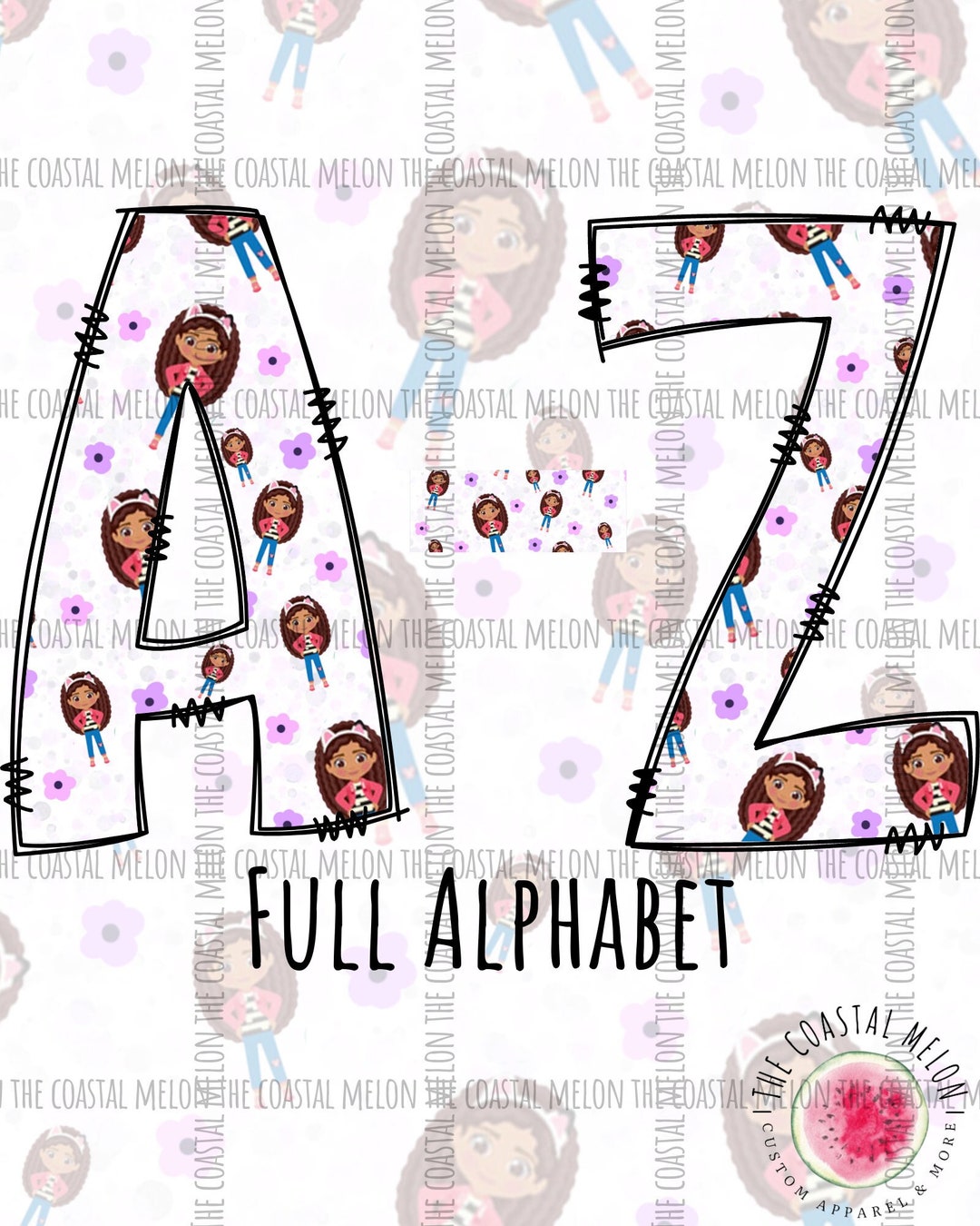 Gabby's Dollhouse Full Alphabet Purple Floral PNG Etsy Australia