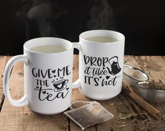 Thé sur le thème 11oz / 330ml | céramique Tasse à café/thé | Cadeaux personnalisés | Citations amusantes | Travail| Maman | | de mariage Anniversaire