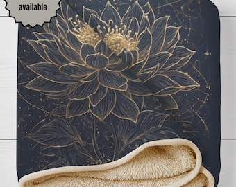 Personalized Lotus Flower Sherpa Fleece Blanket: Spiritual Bedding