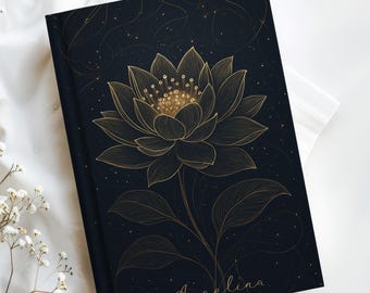 Golden Lotus Flower Hardcover Journal: Spiritual Writing Notebook