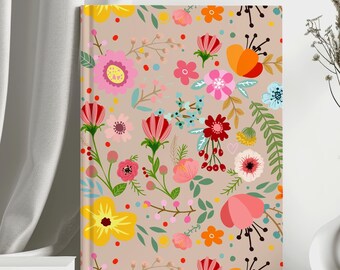 Pressed Flower Art Hardcover Journal: Matte Finish Floral Notebook