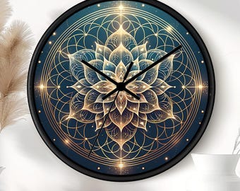 Flower of Life Mandala Wood Wall Clock - Bohemian Home Decor