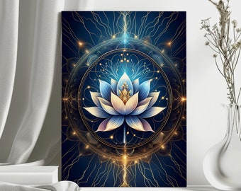 Celestial Divine Lotus Flower Hardcover Journal Floral Art Notebook Divine Electric Field Diary Dark Blu Aesthetic Planner Spiritual Writing