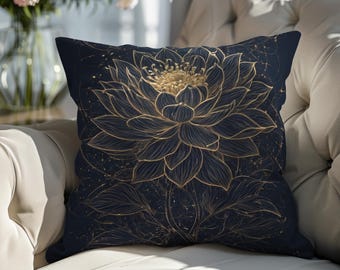 Elegant Lotus Blossom Flower Pillowcase Decorative Floral Home Decor Flower Design Accent Pillow Case Living Space Accessory Yoga Room Decor