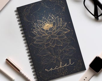 Personalized Lotus Spiral Journal: Custom Spiritual Floral Name Notebook
