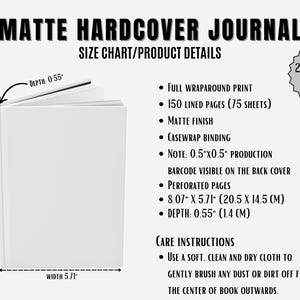 Matte Hardcover Journal Size Chart: Planner Dimensions Guide (Digital Download)