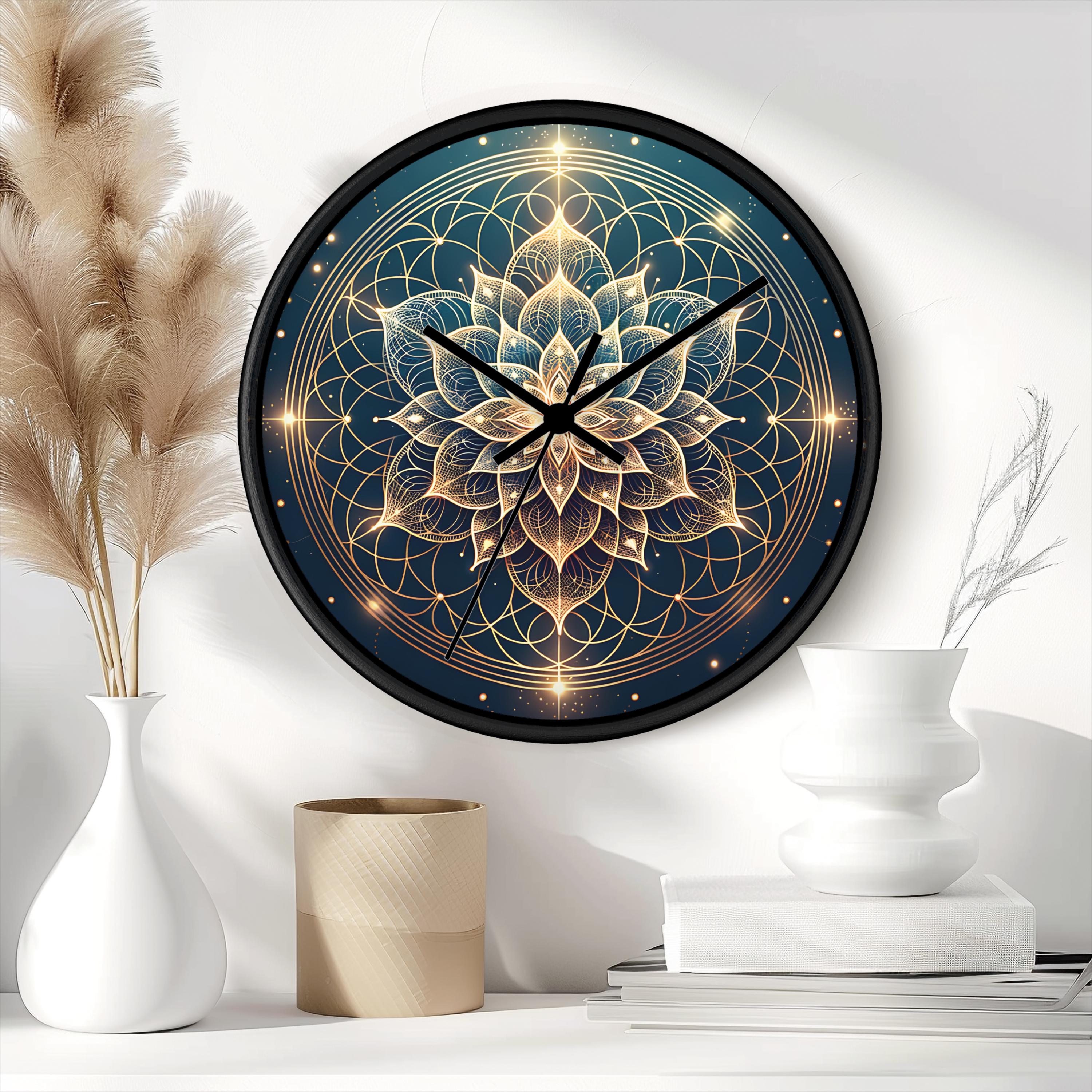 Elegant Flower of Life Mandala Wall Clock Bohemian Home Décor Meditation Gifts Unique Wall Art Zen Living Room Clock Spiritual Bedroom Decor