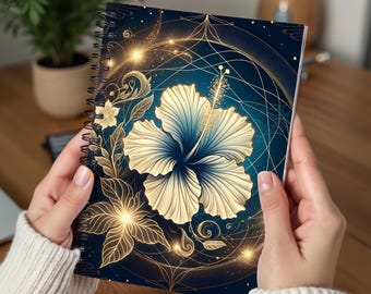 Celestial Hibiscus Flower Spiral Notebook: Spiritual Journal