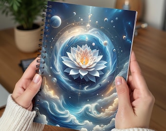 Cosmic Lotus Flower Spiral Notebook: Divine Meditation Journal