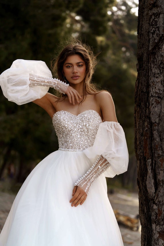 Precioso vestido de novia de salón de princesa pedrería Etsy México