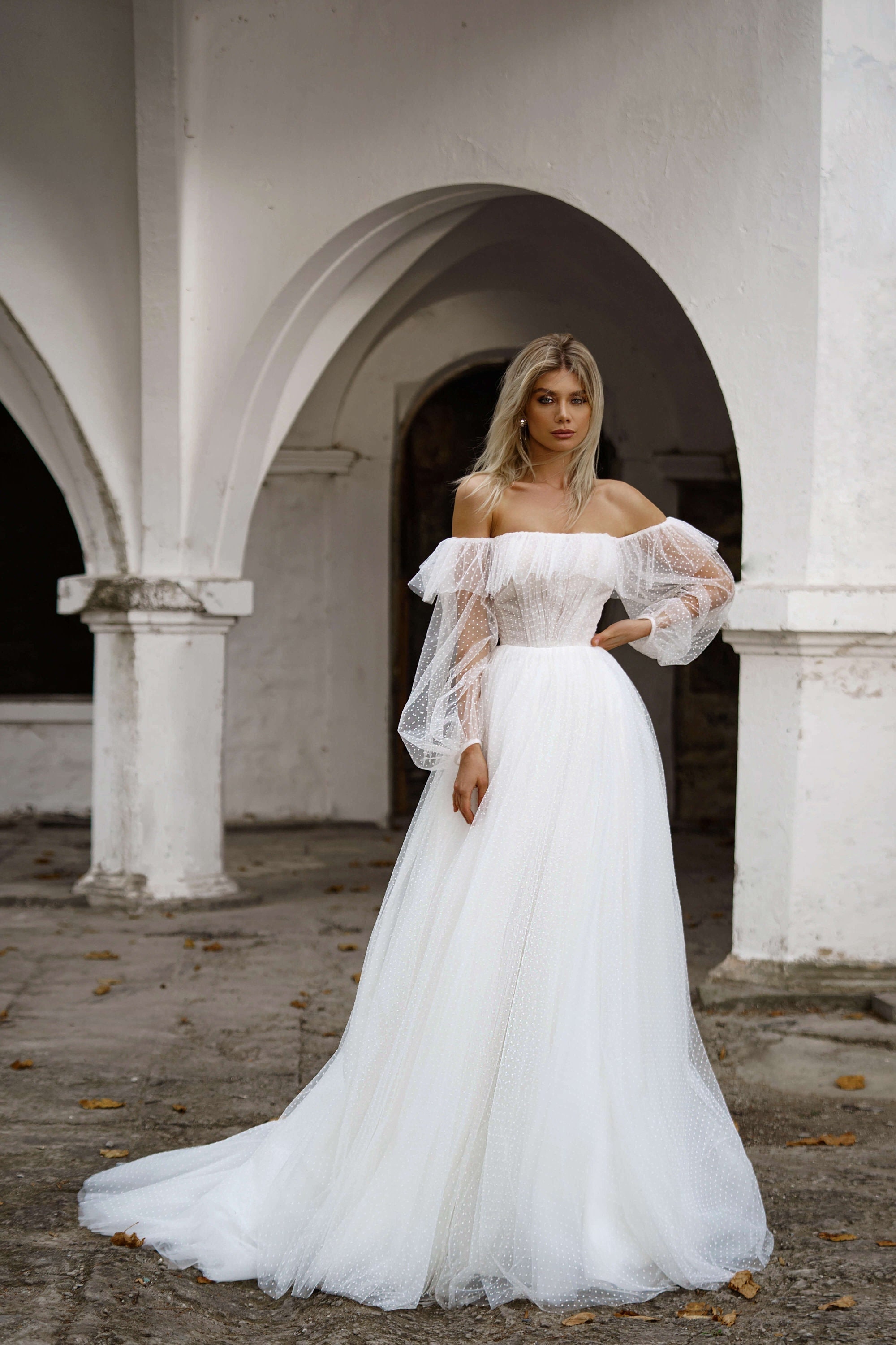 Long Sleeve Wedding Dress off the Shoulder Long Sleeve - Etsy Singapore
