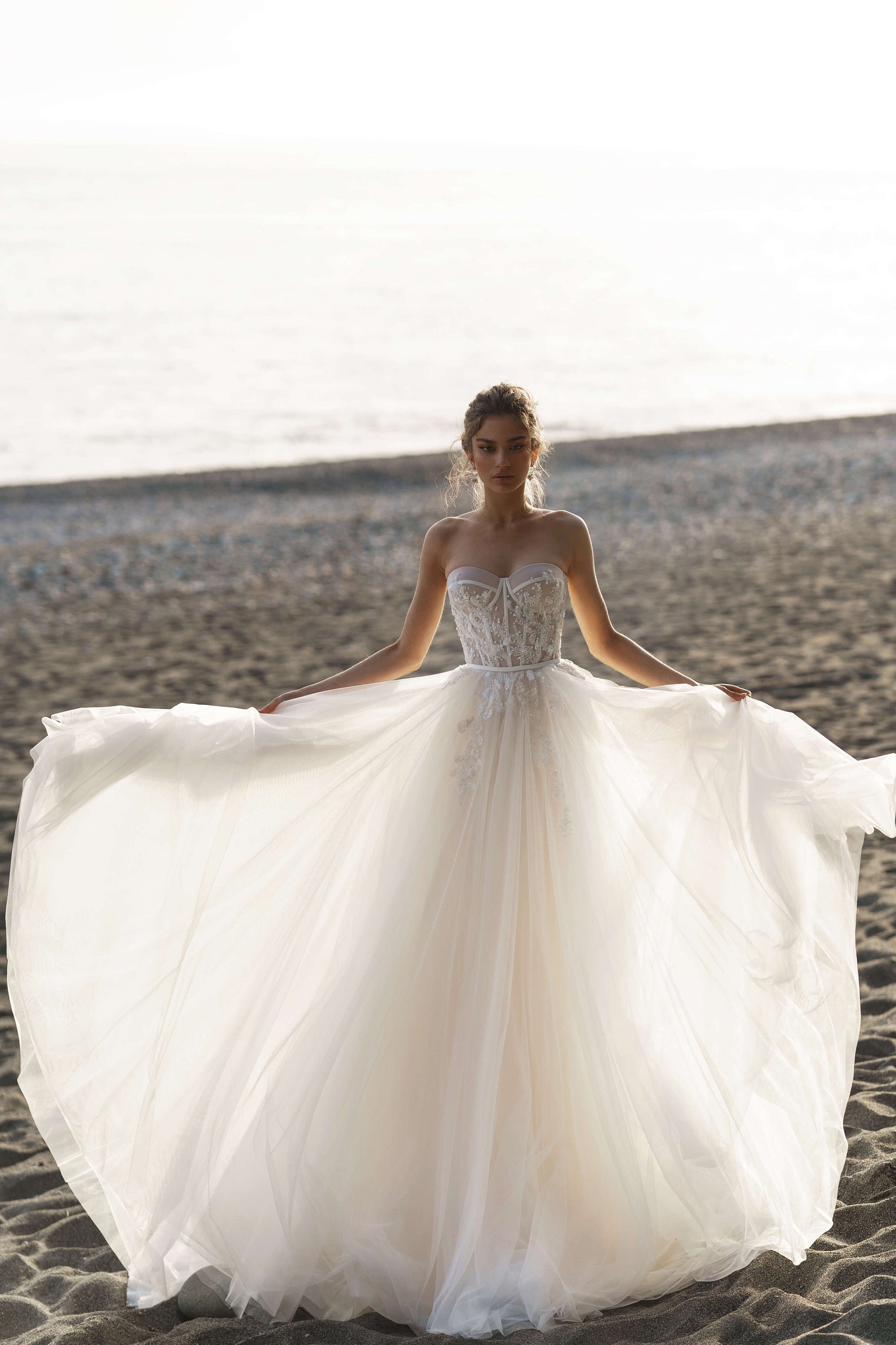 A-line Wedding Dress With Bustier Corset and Lace Romanova - Etsy Singapore