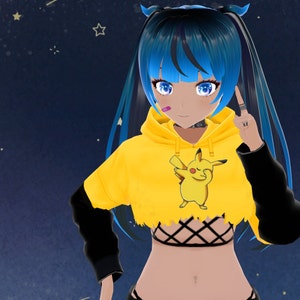 Vroid Textur Pikachu Crop Hoodie