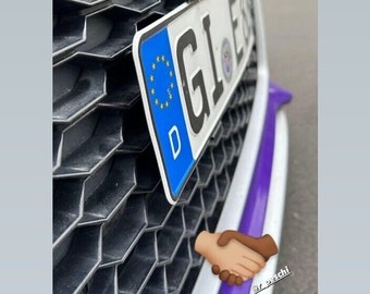 3D print license plate holder for Audi RS6 4G honeycomb grill clamp frameless