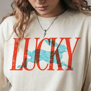 Lucky Rabbit Vintage-Style T-Shirt, Retro Rabbit Shirt, Cottagecore Tee, Good Luck Rabbit Gift, Bunny Graphic Tee, Animal Lover Gift
