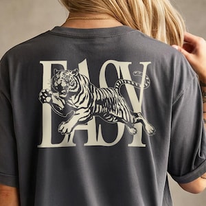 Easy Tiger Comfort Colors® T-Shirt, Vintage Distressed Tiger Shirt, Oversized Retro Tiger Tee, Trendy Grunge Indie Boho Shirt, Graphic Tee