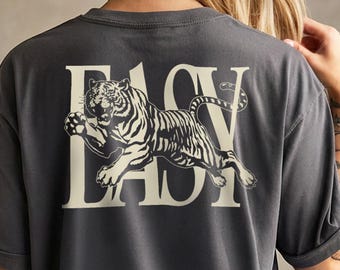 Easy Tiger Comfort Colors® T-Shirt, Vintage Distressed Tiger Shirt, Oversized Retro Tiger Tee, Trendy Grunge Indie Boho Shirt, Graphic Tee