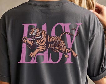 Easy Tiger T-Shirt, Vintage Distressed Tiger Shirt, Oversized Retro Tiger Tee, Trendy Grunge Indie Boho Shirt, Funny Graphic Shirt