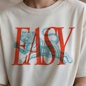 Easy Tiger T-Shirt, Vintage Distressed Tiger Shirt, Oversized Retro Tiger Tee, Trendy Grunge Indie Boho Shirt, Graphic Tee, Comfort Colors®