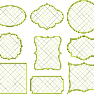 NINE Quilted backgrounds with satin border - digital machine embroidery file