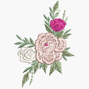 Peonies Spray Machine Embroidery File digital download 5 x 7 hoop