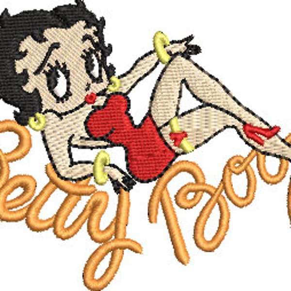 Betty Boop laying on her name for 4 x 4 AND 5 x 7 hoop