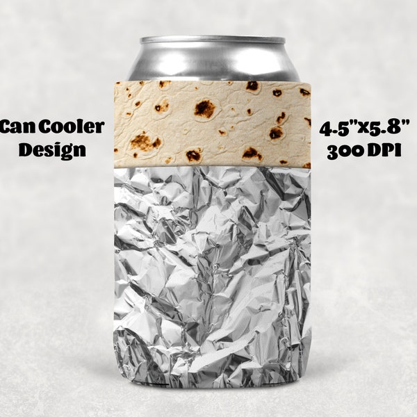 Burrito Can Cooler Coozie Design Digital Download PNG Sublimation Template 300 DPI
