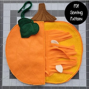 Montessori Filz Kürbis Puzzle, Teile von Squash Puzzle, Montessori Wissenschaft & Kultur, Obstteil Nähen Digital Pattern, Foto illustriert
