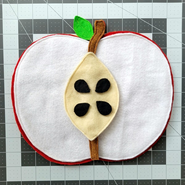 Montessori Felt Apple Puzzle, Parts of an Apple Puzzle, Montessori Science & Cultural, Fruit Part Sewing Digital Pattern, Photo Illustrated