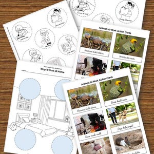 May include: Black and white printable worksheet for preschoolers. The worksheet features a picture of a bedroom with a bed, a window, and a dresser. There are four circles on the page for children to write or draw in. The worksheet is titled "Ways I Work at Home".